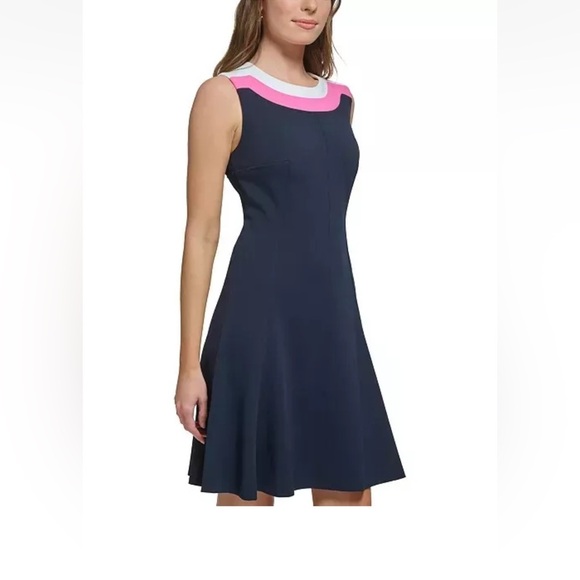 Tommy Hilfiger‎ Womens Colorblocked Fit & Flare Dress Round Neckline Size 10 NWT - Picture 2 of 7